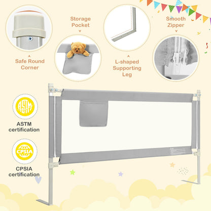 76.8 Inch Baby Bed Rail with Double Safety Child Lock
