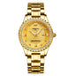 Business Black Couple Watches Top Luxury Mens Watches Auto Date Quartz Wristwatch Gold Watch Men Diamond Stainless Steel Waterproof Luminous Business Casual Luxury Watch For Men