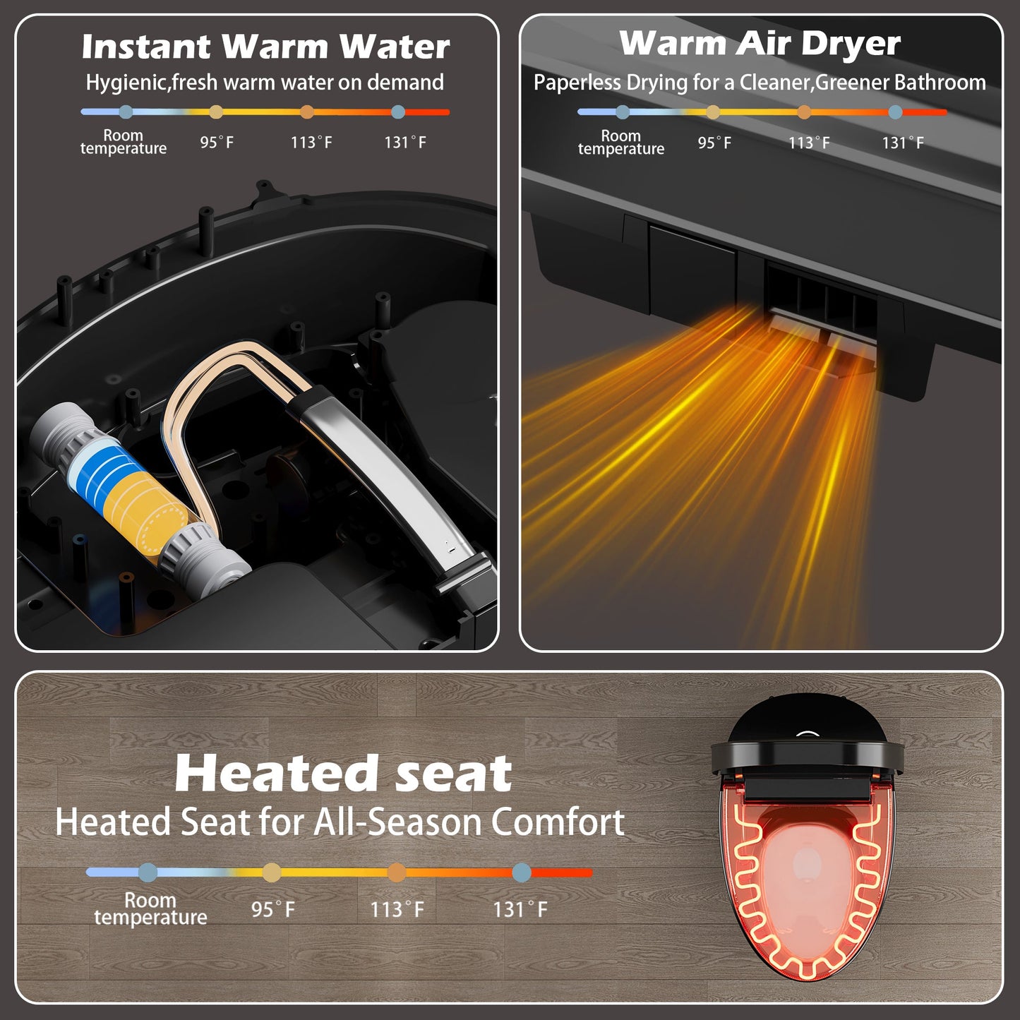 Smart Toilet with Bidet Built-in, Heated Seat, Warm Water & Remote Control
