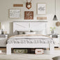 King Wood Platform Bed Frame with Headboard and Storage