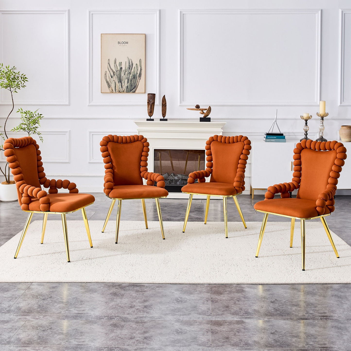 Puffy Bubble, Ball Chain Chair With Armrests For Dining Room (Set of 2)