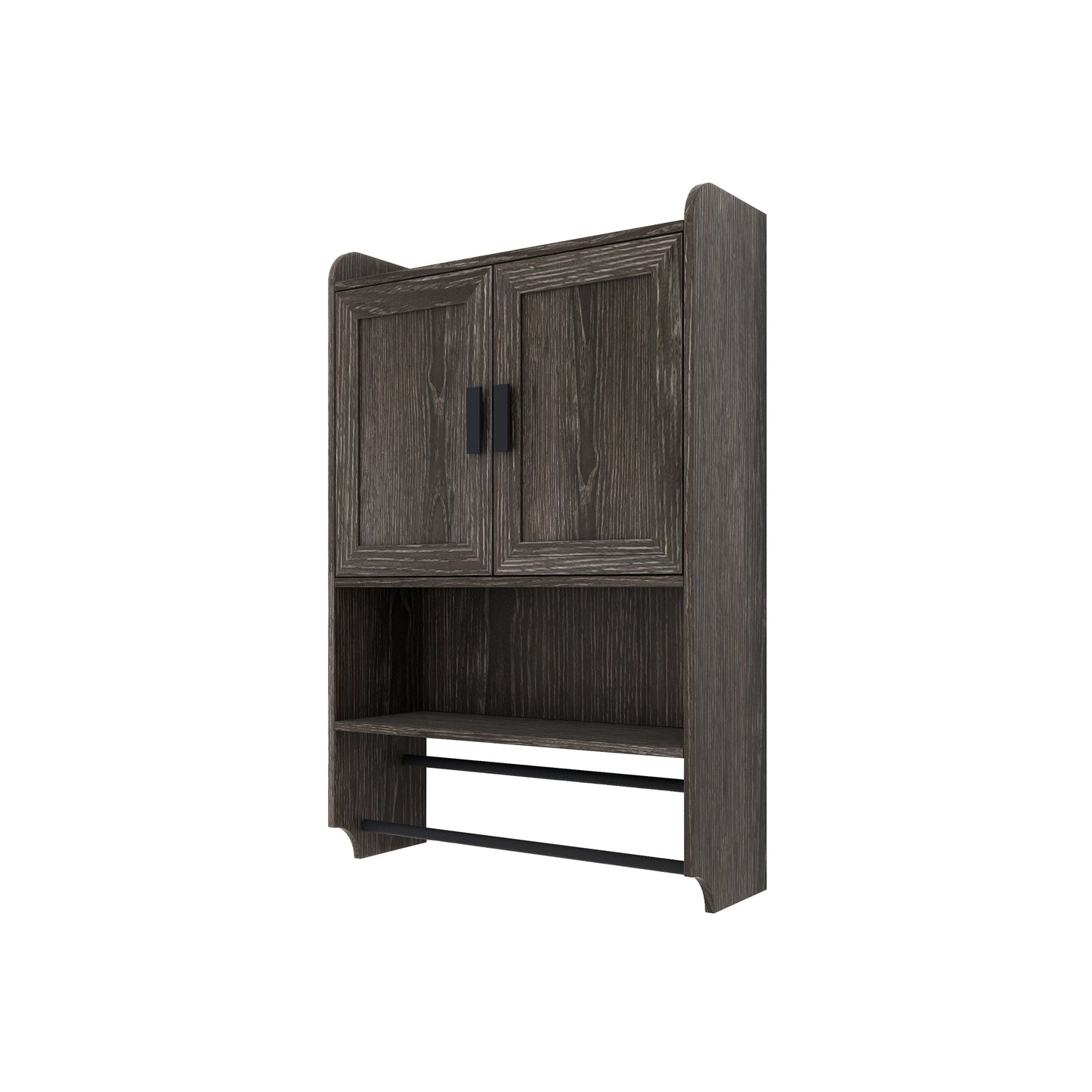 Bathroom Wall Cabinet with Doors, Adjustable Shelf, Towel Bar and Paper Holder