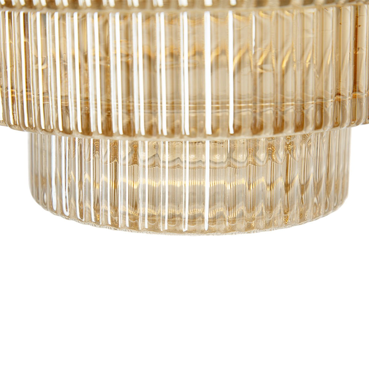 9.1x9.8" Tiered Geometric Amber Luster Clear Vase