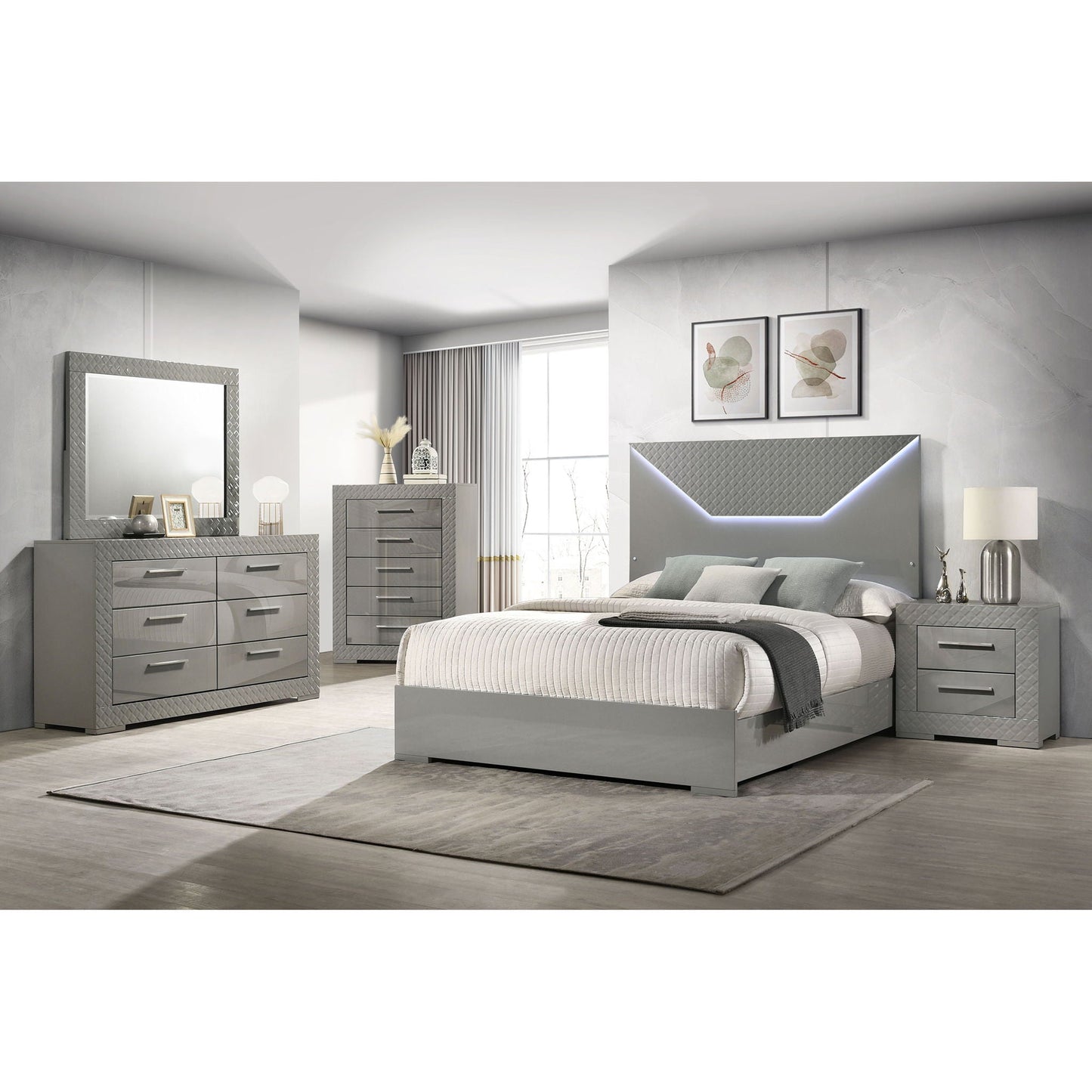 Pierce - Panel Bed LED Headboard