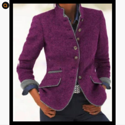 Multi-button Color Matching Women's Woolen Jacket