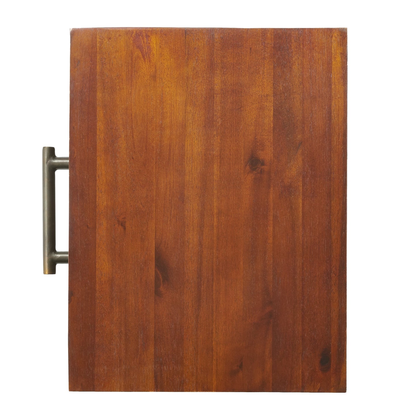 End Table in Brown Acacia Wood with Storage Drawer and Shelf