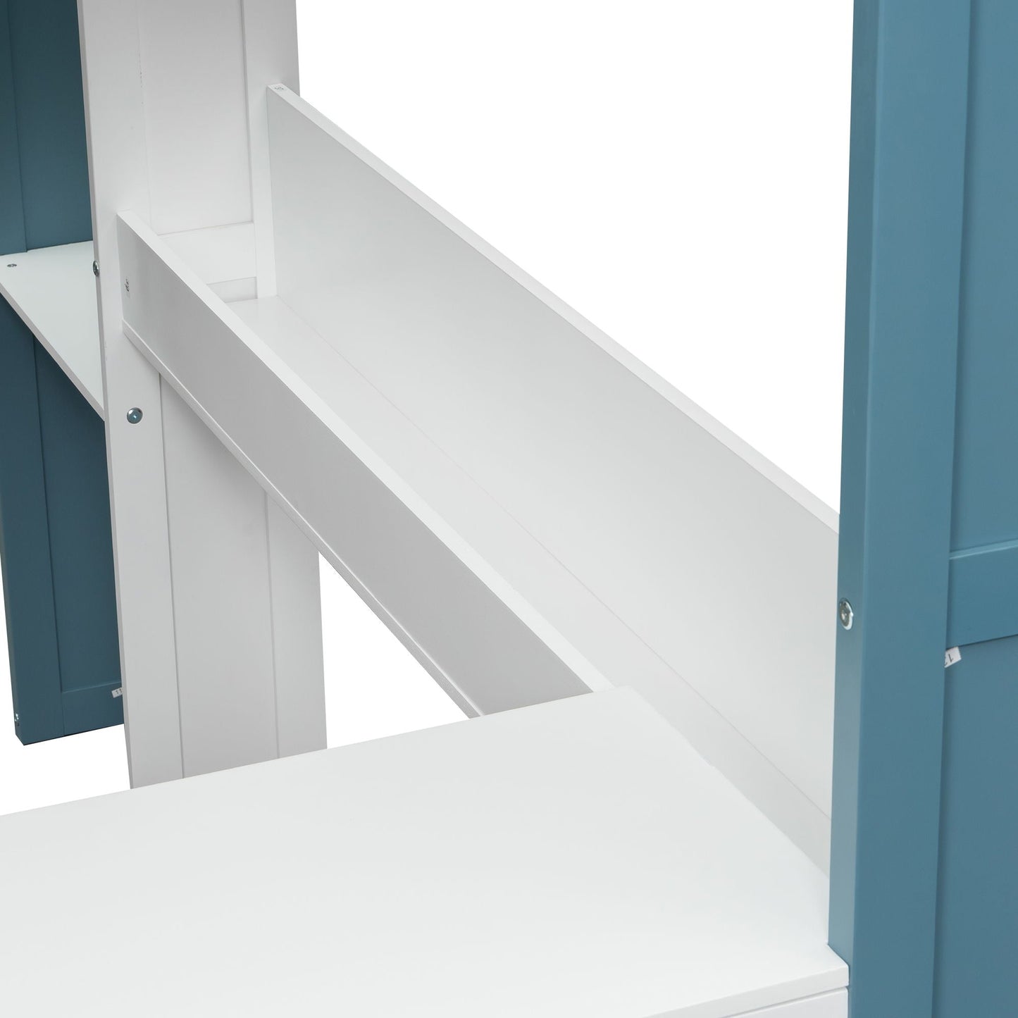 Loft Bed With Built In Storage Shelves, Clothes Rail, And Desk