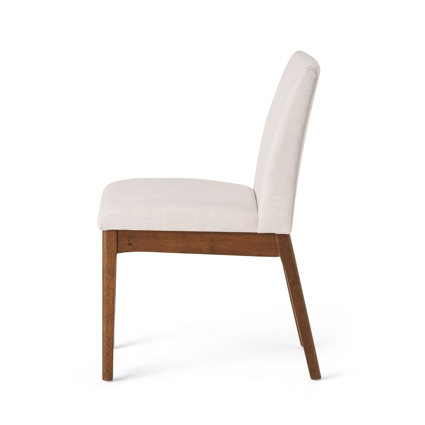 Dining Chairs with Upholstered Seat and Backrest (Set of 2) - Light Beige / Walnut