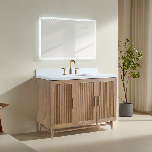 Fully Assembled 48" Freestanding Single Sink Light Coffee Bathroom Vanity