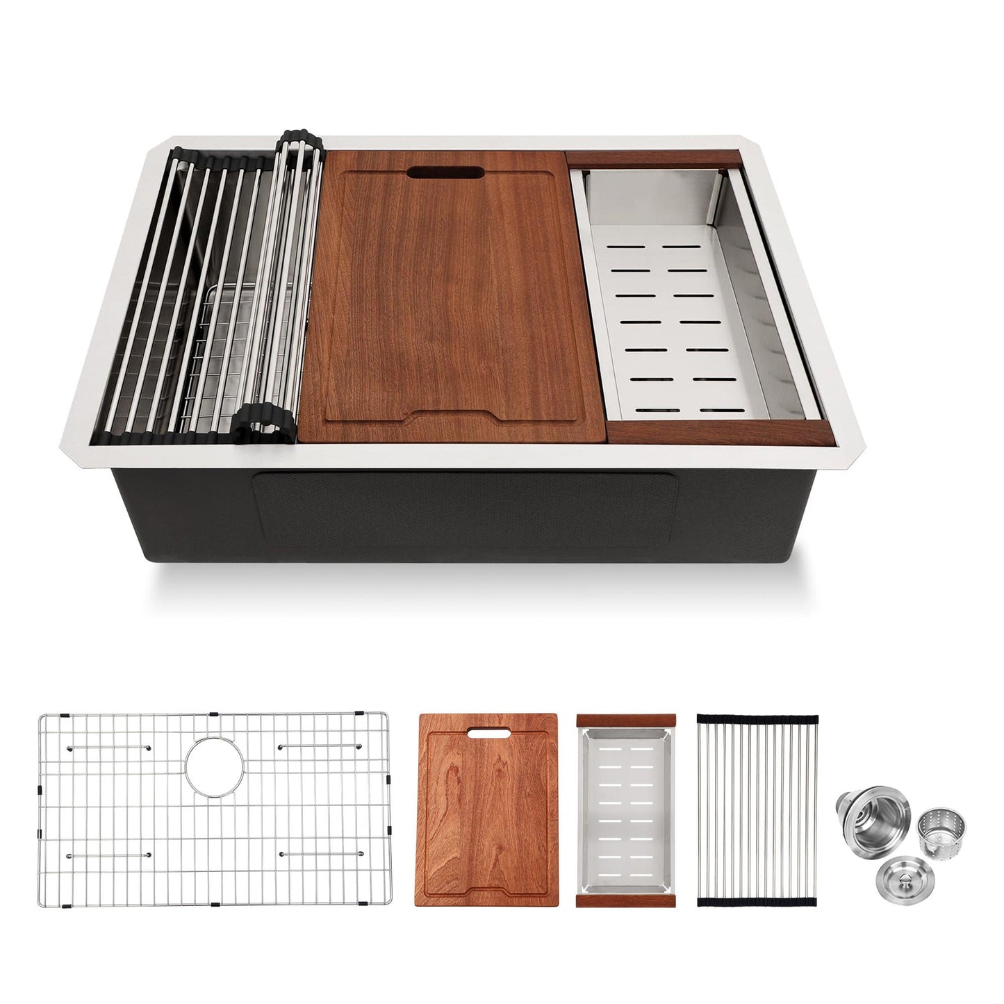 Single Bowl Undermount Workstation Kitchen Sink with Accessories