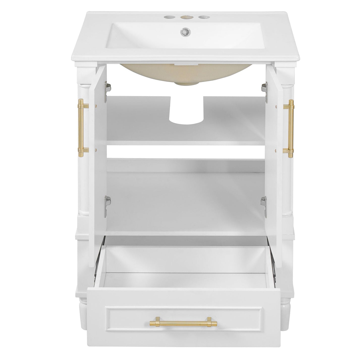 Bathroom Vanity With Ornate French Cylinder Legs, Soft Close Drawer
