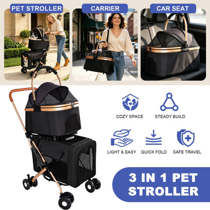 Double Pet Stroller for Small and Medium Dogs and Cats