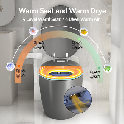 Unique Smart Toile With Built In Bidet, Auto Open / Close Seat, Foot Sensor, LED Display, Night Light, Warm Water & Dryer Ceramic