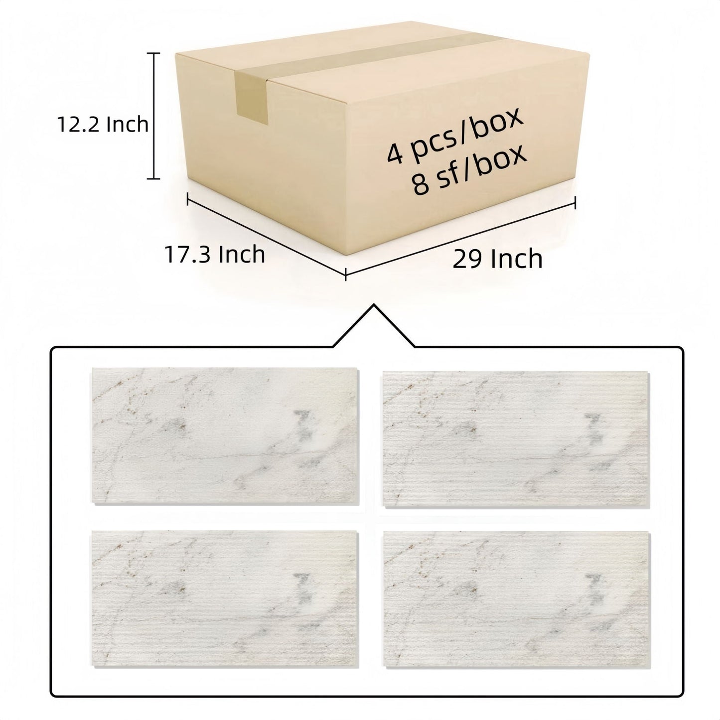 Textured Finished, 3D Tiles For Wall Decoration (Set of 4)
