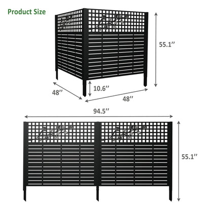 W48" x H47.3" Metal Privacy Screen with Rose Design