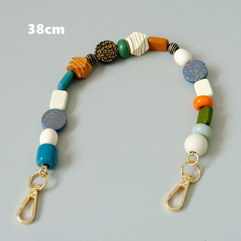 Fashionable Colorful Retro Handmade Wooden Chain Short Handbag Carrying Chain