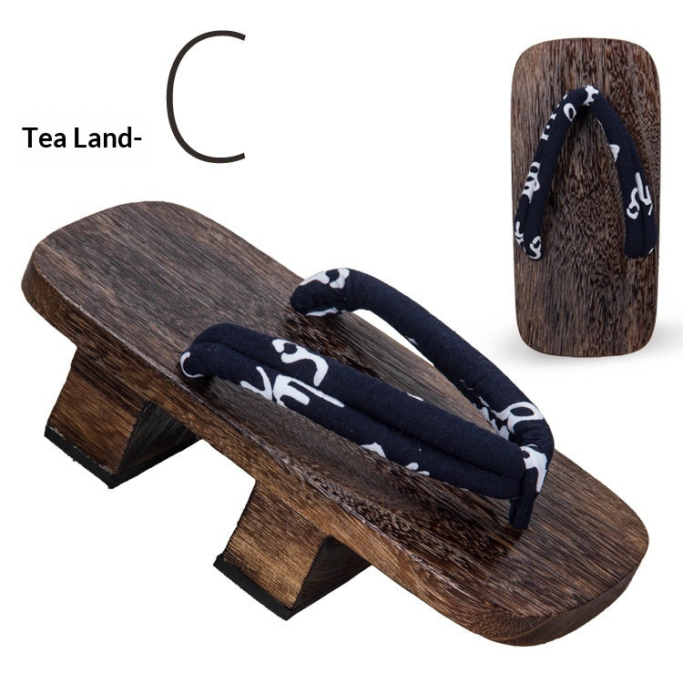 5.5cm-heeled Solid-wood Mens Flip-flops