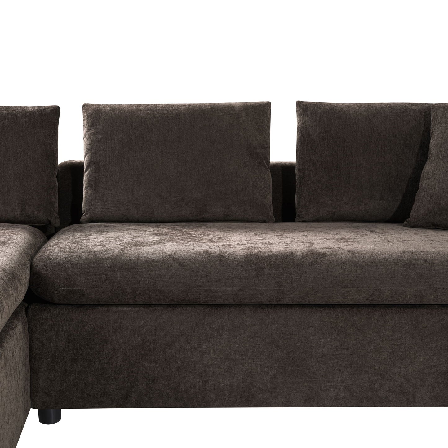 Modern L Shaped Sectional Sofa With Upholstery And Wooden Storage