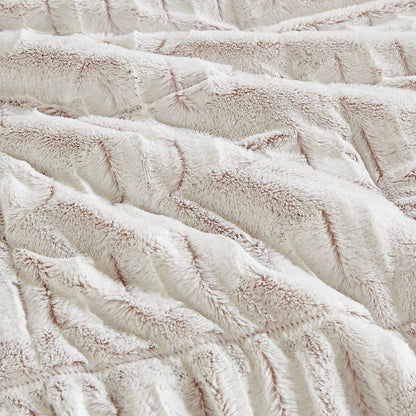 Full/Queen Back Print Long Fur Comforter Mini Set