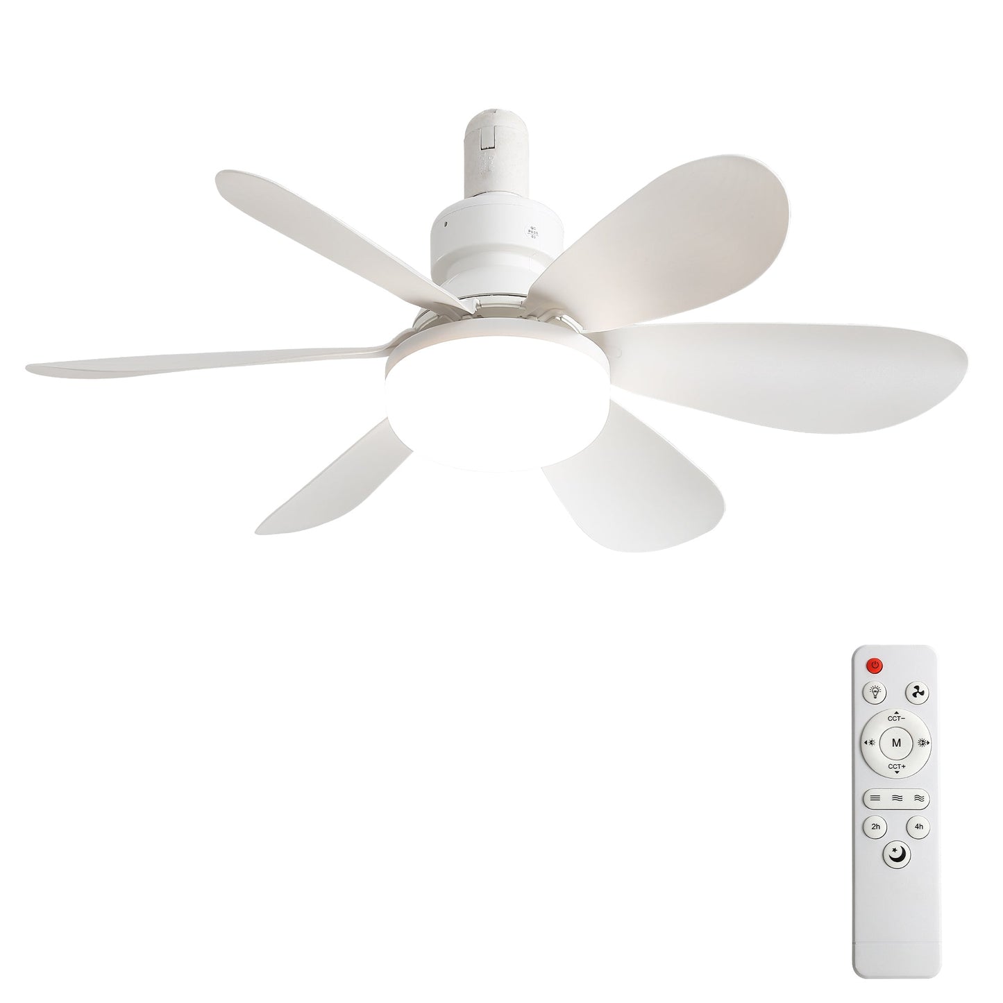 20-Inch Socket Fan Light Portable Ceiling Fan with Light and Remote
