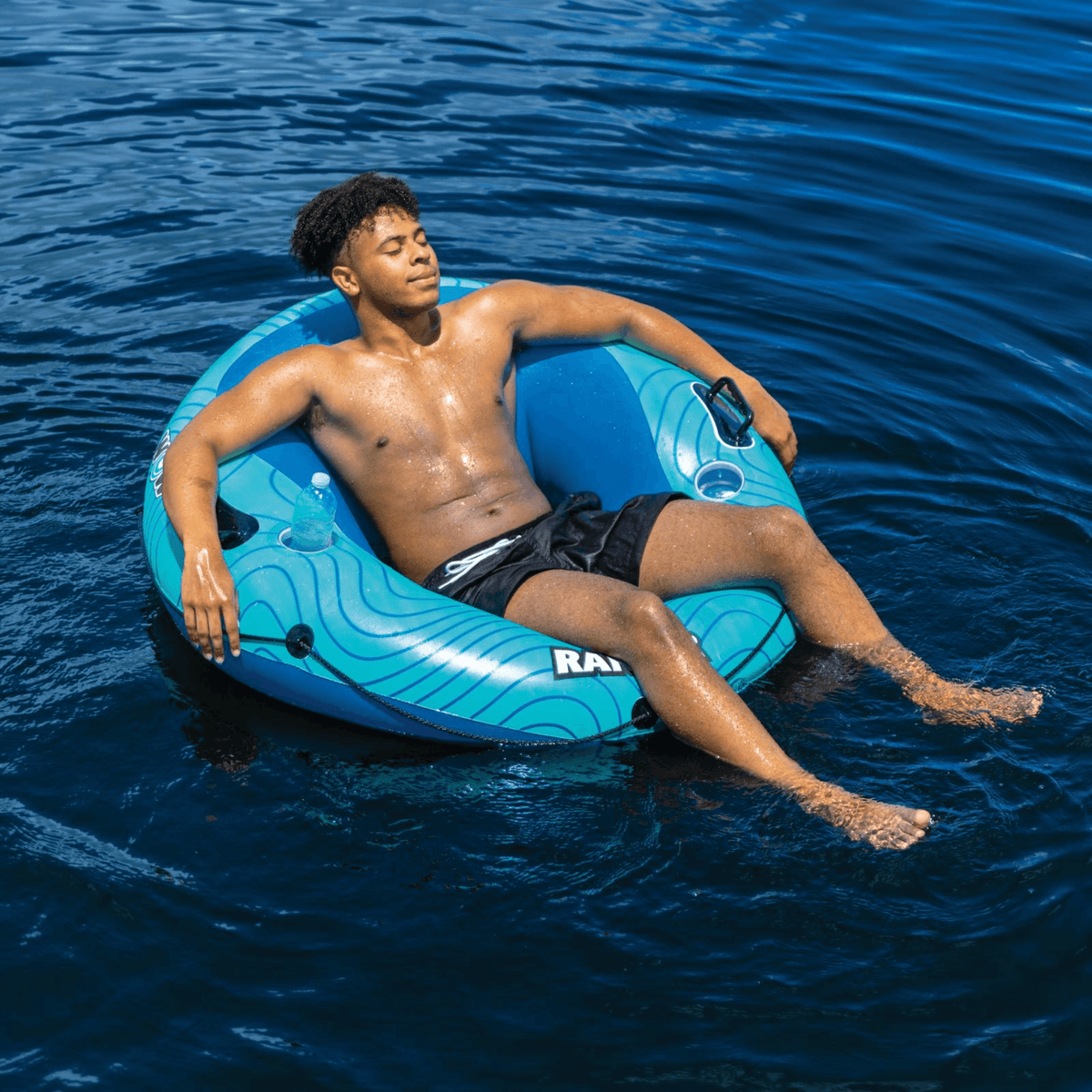 WOW Watersports Ranger 1-Person River Tube with Mesh Bottom and Cup Holder