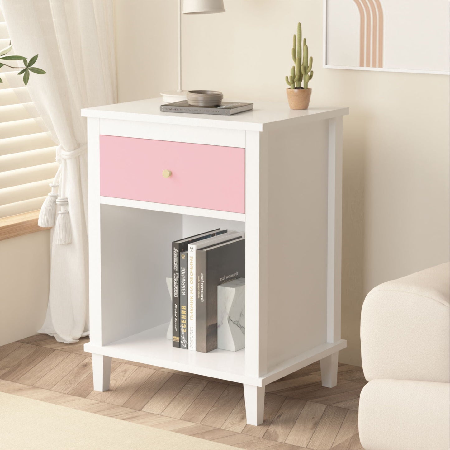 Nightstand With 1 Drawer 1 Shelf