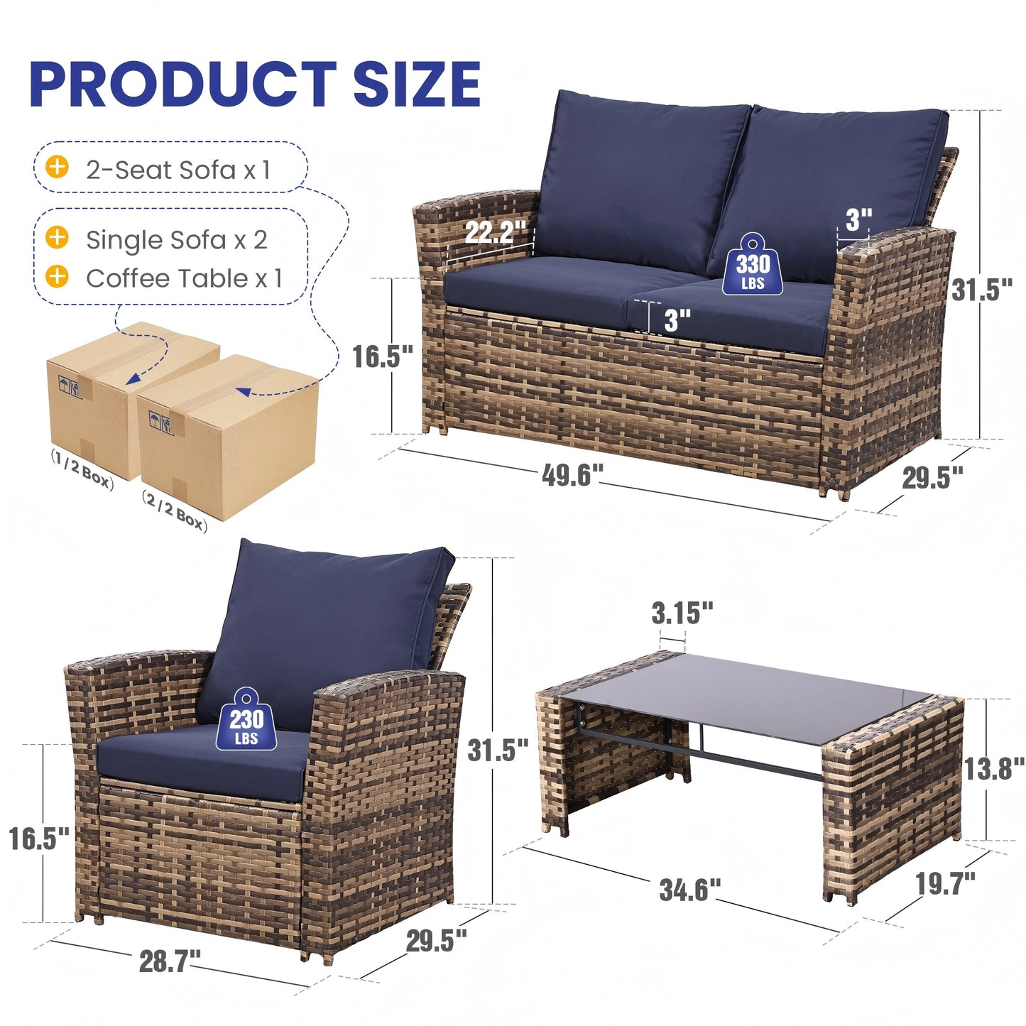 KROFEM 4-Piece Patio Furniture Set