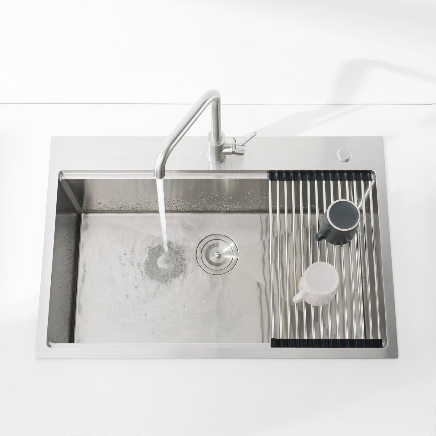 Stainless Steel Kitchen Sink, 33”x22” Single Bowl, Overmount, Brushed Finish