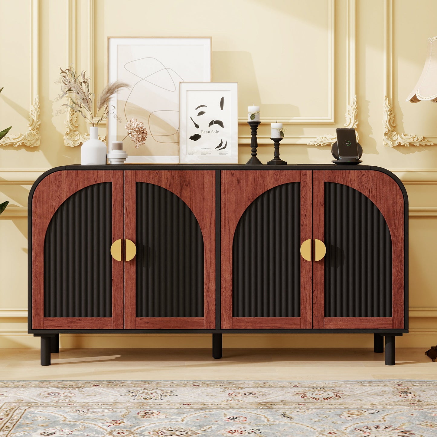 Vintage Arched Sideboard Cabinet with Mid-Century Vintage Style