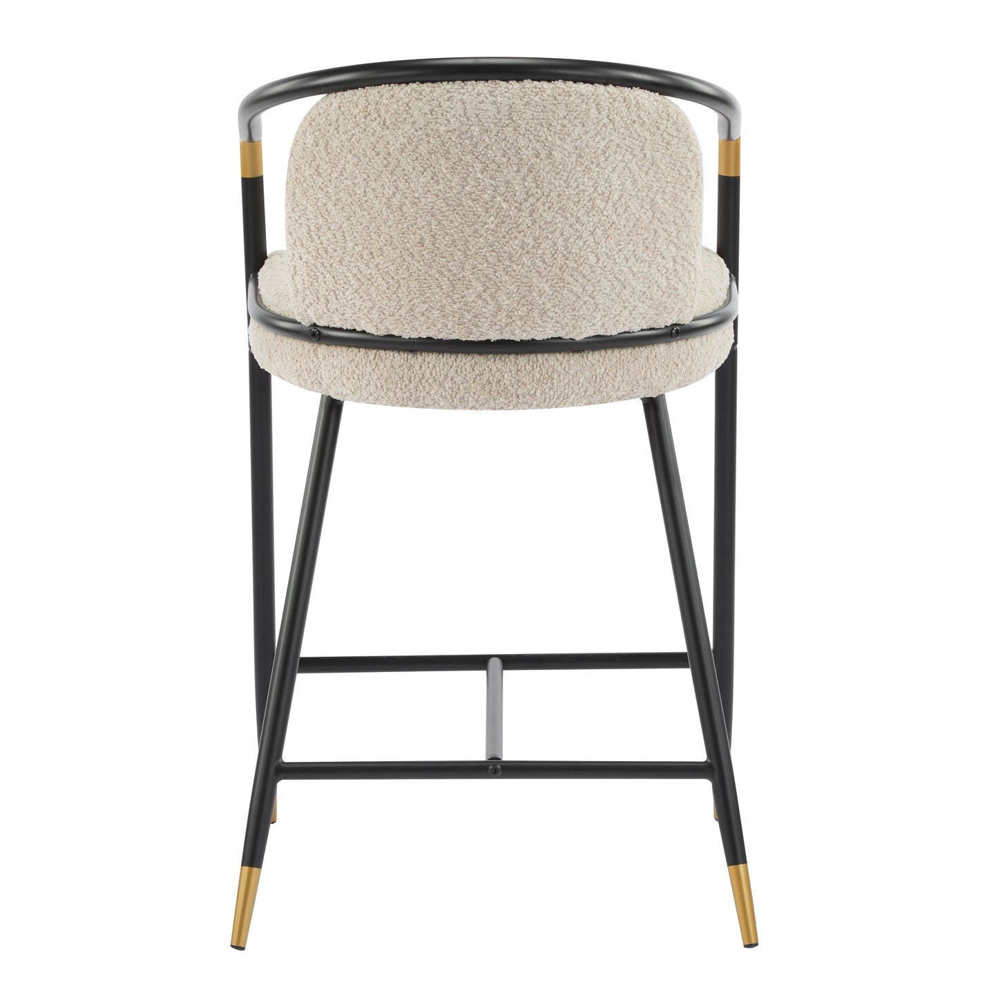 26" H Upholstered Counter Stool with Metal Frame (Set of 2) - Almond