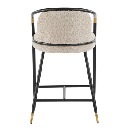 26" H Upholstered Counter Stool with Metal Frame (Set of 2) - Almond