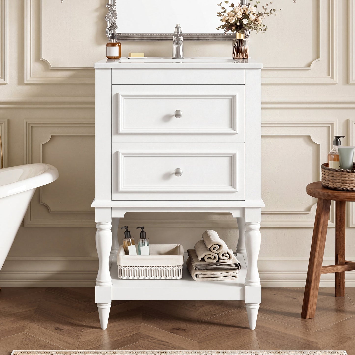 20'' Bathroom Vanity with Ceramic Sink and Storage Cabinet