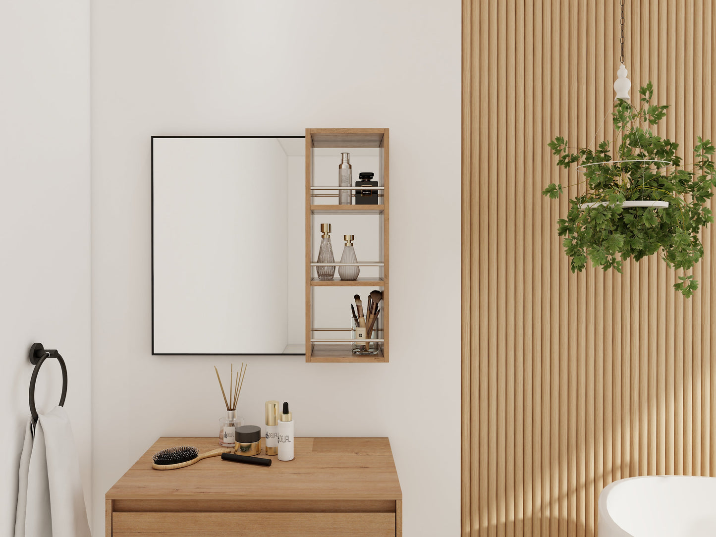 10'' Wall Mounted Bathroom Mirror Cabinet with Open Storage