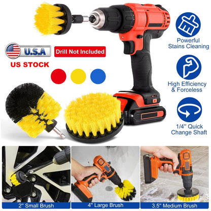3Pcs/Set Drill Brush Power Scrubber Cleaning Brush for Car Carpet Wall Tile Tub Cleaner Combo