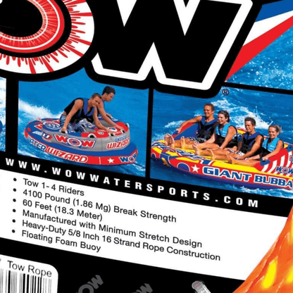 WOW Watersports 4K 60' Tow Rope w Floating Foam Buoy
