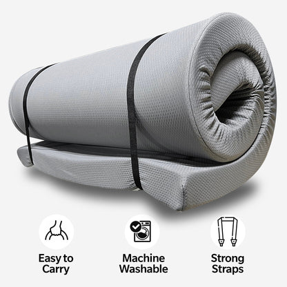 Memory Foam Camping Mattress, Foldable, Portable Comfort With Water Resistant Cover