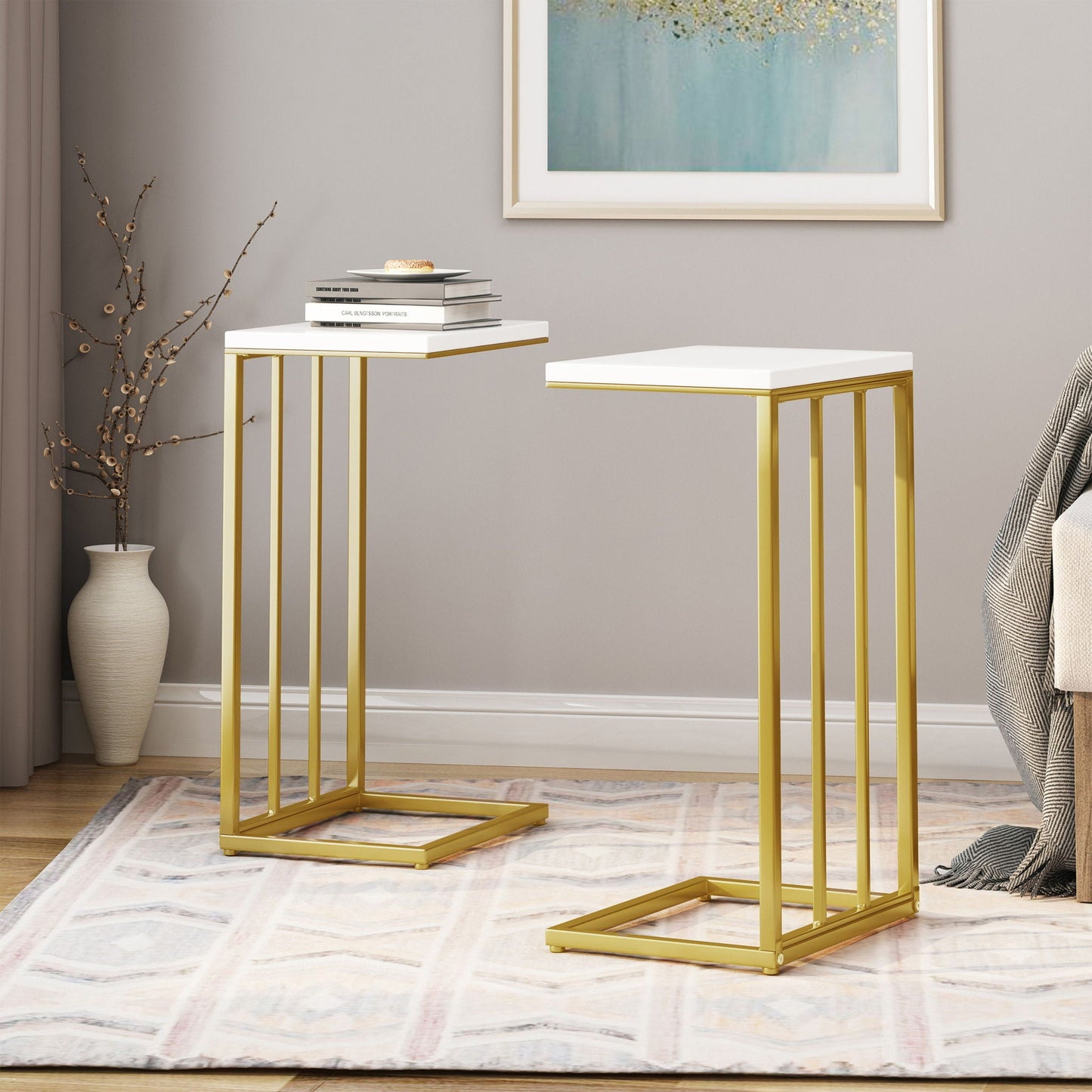 Modern Glam C-Shape End Table