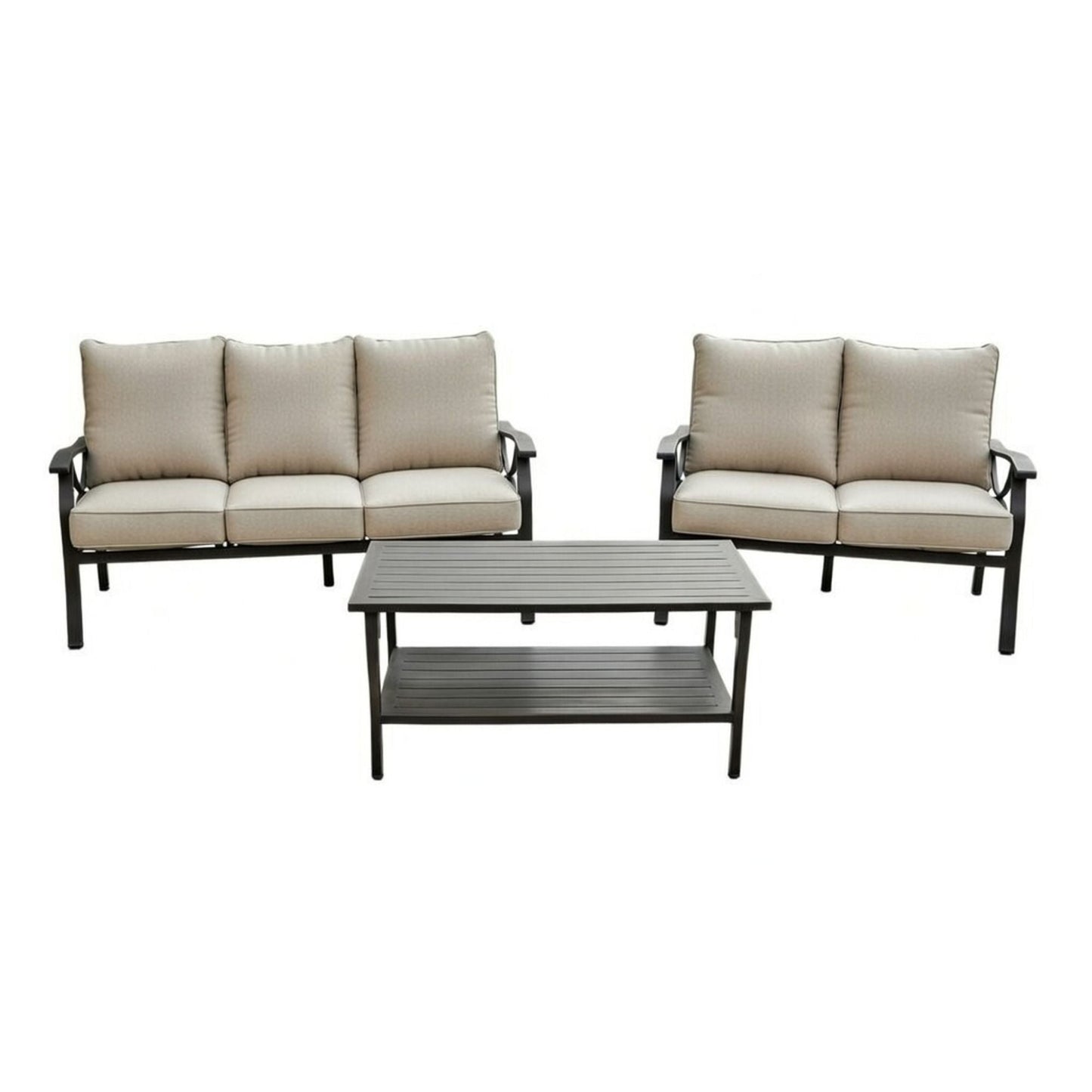 Patio Furniture Set with Coffee Table and Cushions for Backyard