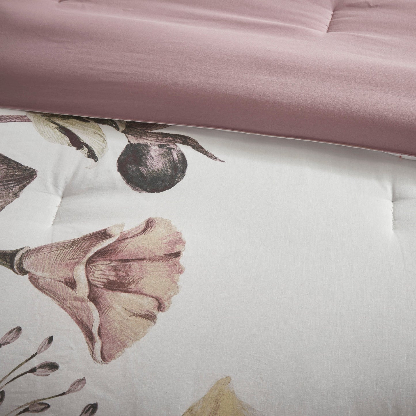 8 Piece Cotton Printed Comforter Set Blush California King
