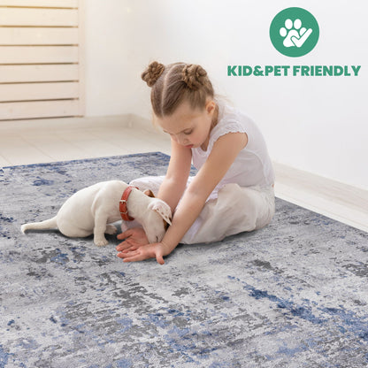 Marfi - 6' X 9' Abstract Area Rug - Silver / Blue