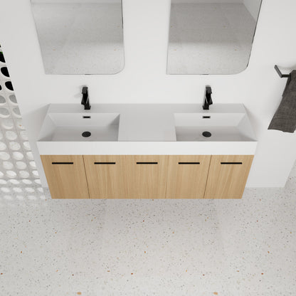 60" Floating Double Sink Bathroom Vanity with Extra-Large Storage