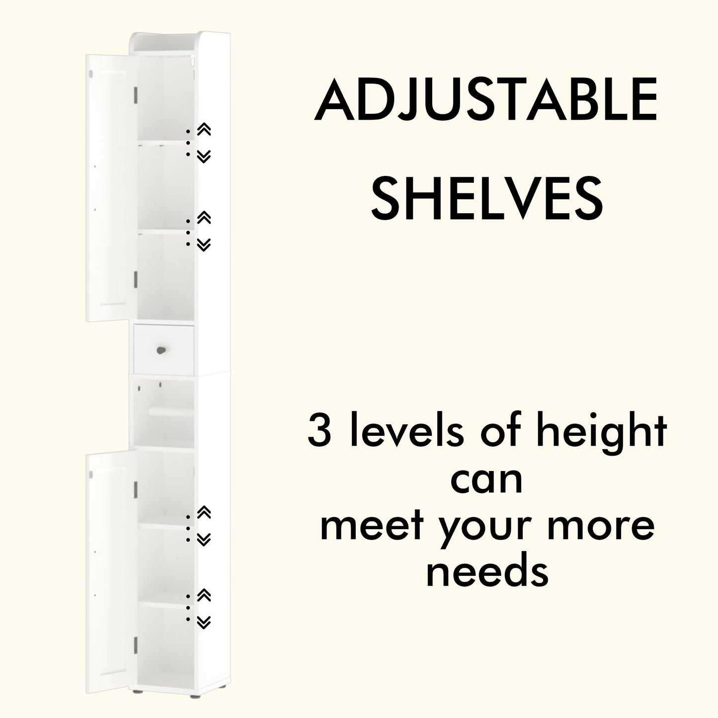 Slim Tall Bathroom Storage Cabinet With Adjustable Shelves, 2 Doors Freestanding Cabinet - White