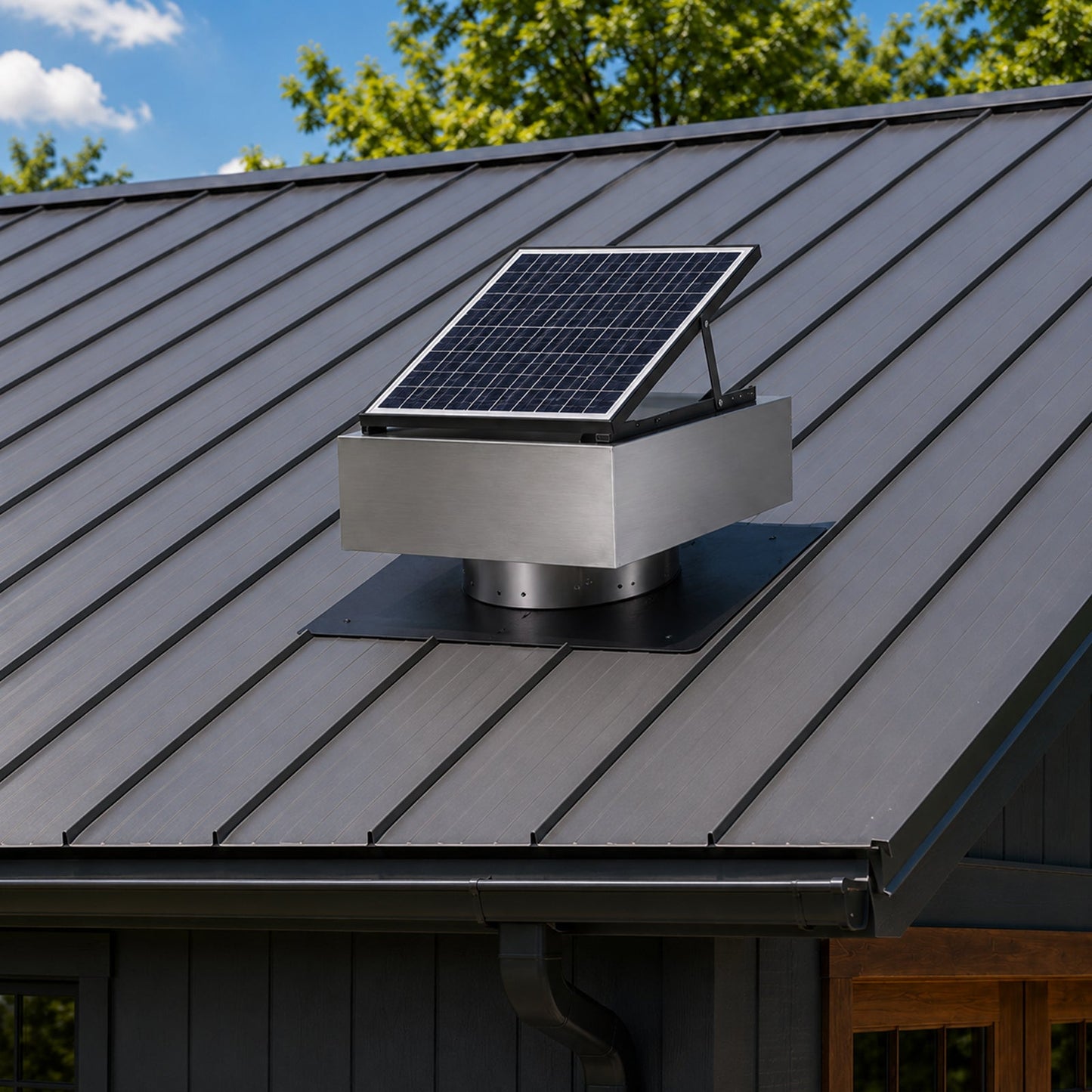 12" Stainless Steel Solar Roof Vent Fan, 40W Tilt Adjustable Solar Panel