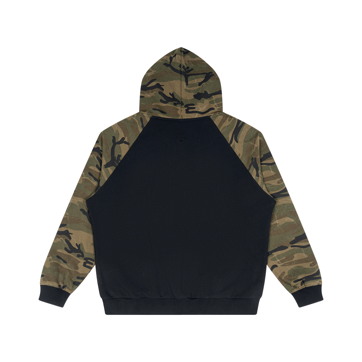 Streetwear Unisex Camo-Splice Raglan Zip Hoodie