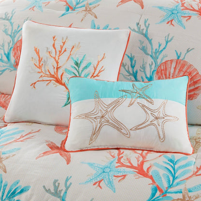 7 Piece Cotton Sateen Comforter Set Coral King