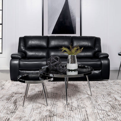 Camila Upholstered Motion Reclining Sofa Black