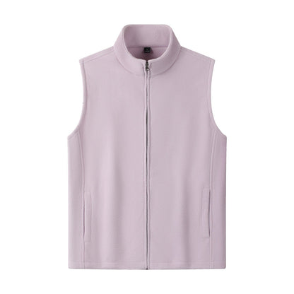 Zipper Stand Collar Double-sided Fleece Cardigan Fleece Vest