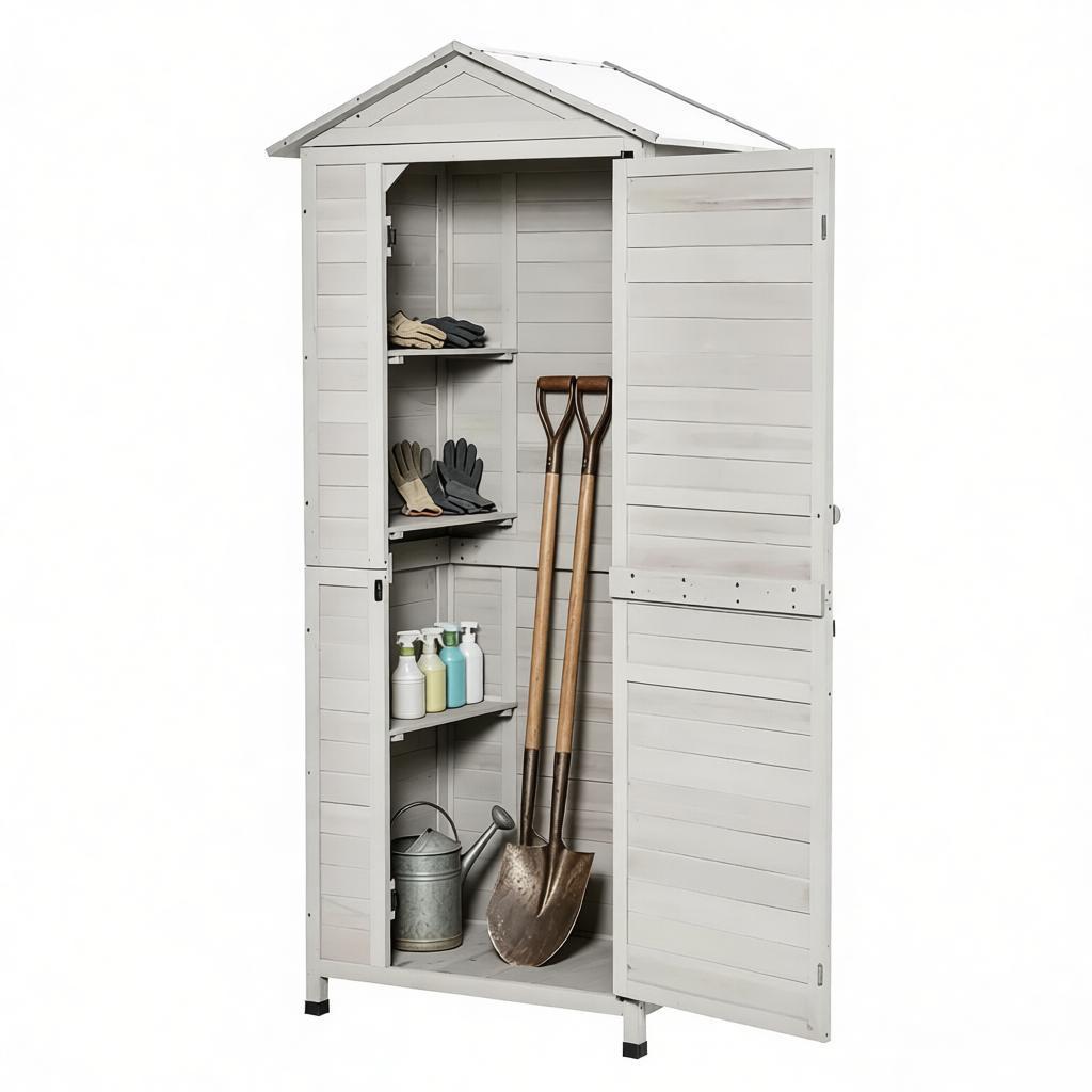 Outdoor Storage Shed with Tilted Tin Roof