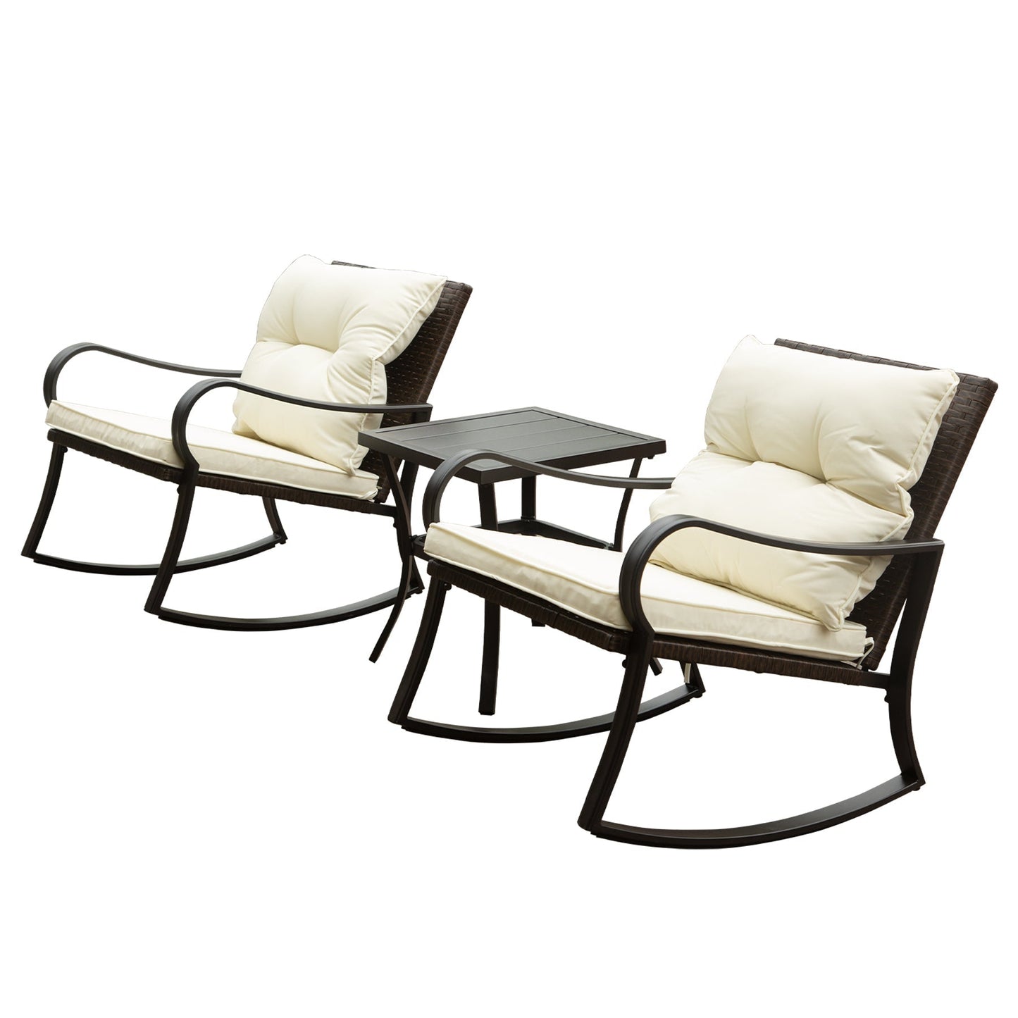 Metal 2 - Person Outdoor Patio Rocking Seating Group with Cushions