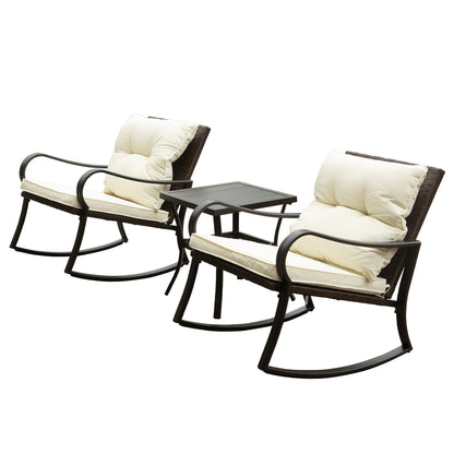 Metal 2 - Person Outdoor Patio Rocking Seating Group with Cushions